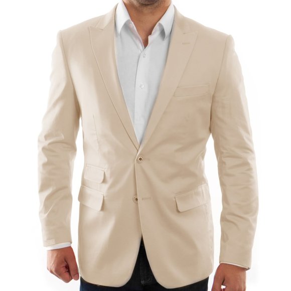Mens Peak Lapel Tan Jacket Slim Fit